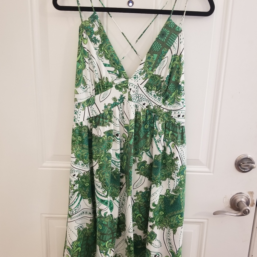 Joy Joy Green/White Paisley Dress